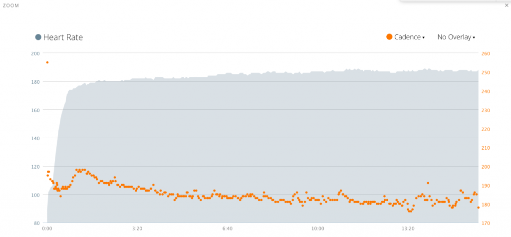 Nie wiem czym to było spowodowane, ale strasznie drobiłem pierwszy kilometr, kadencja prawie 200